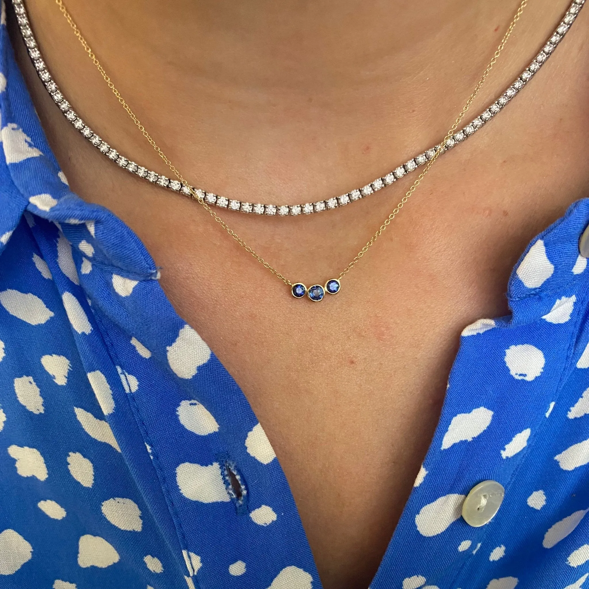 Triple Gemstone Bubble Necklace