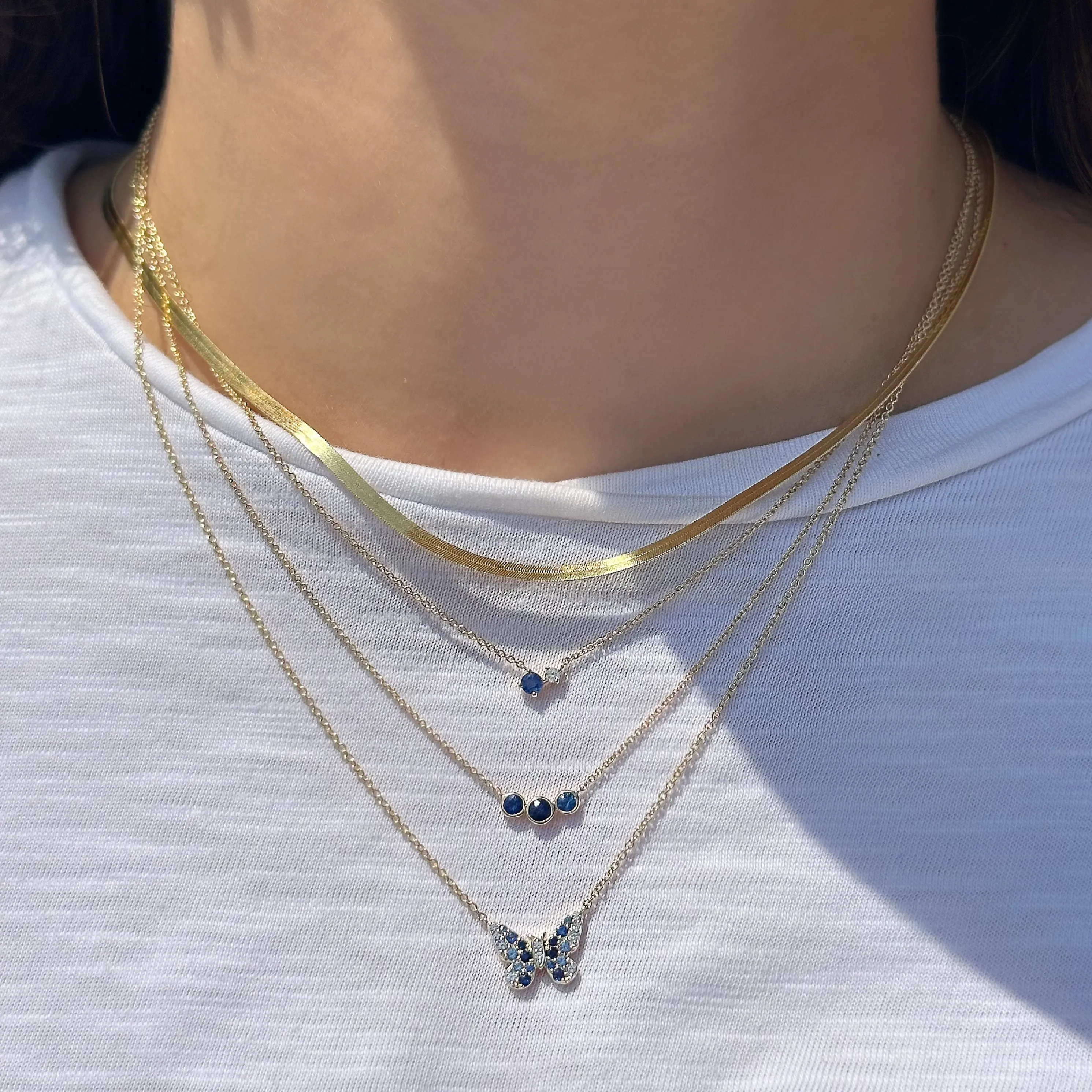 Triple Gemstone Bubble Necklace