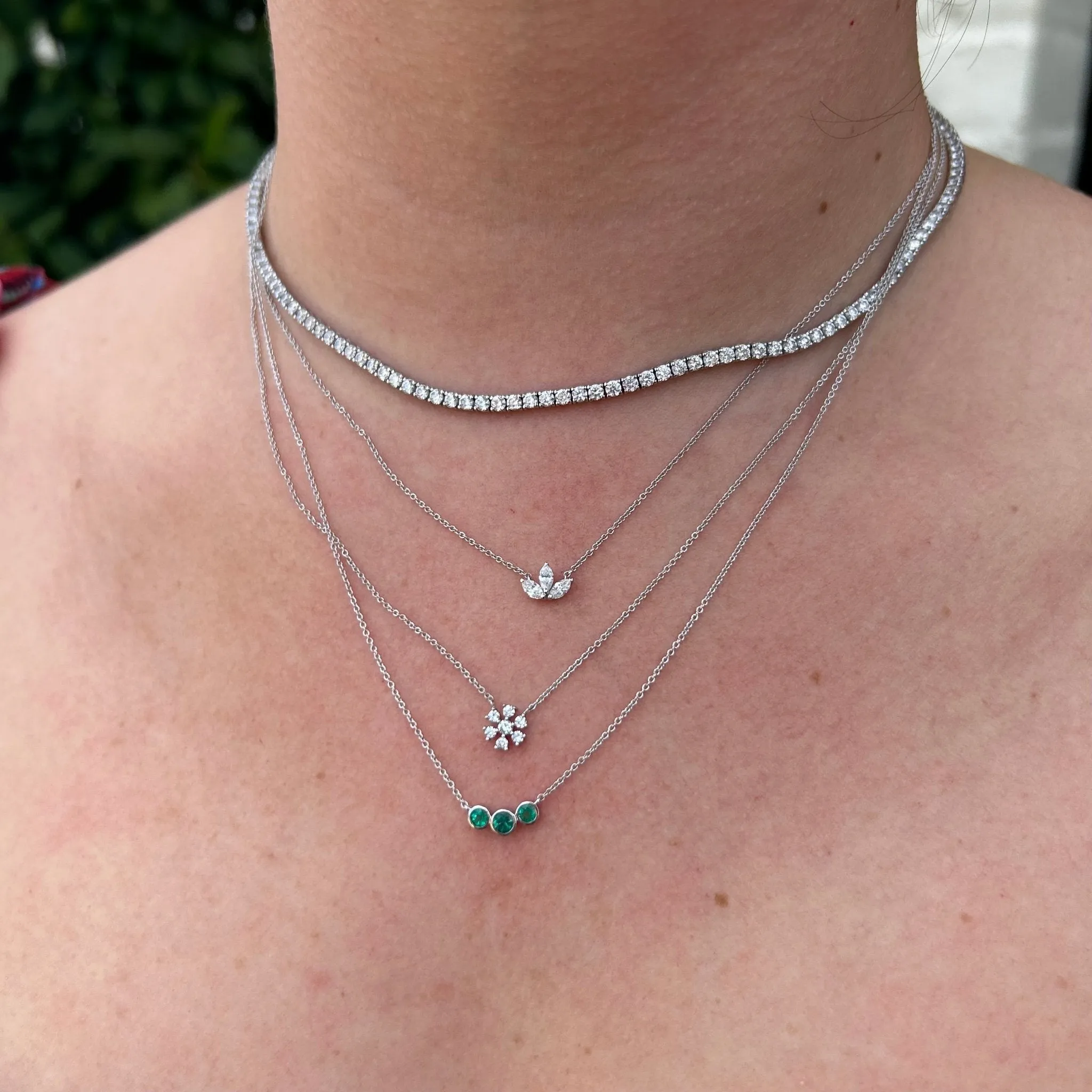 Triple Gemstone Bubble Necklace
