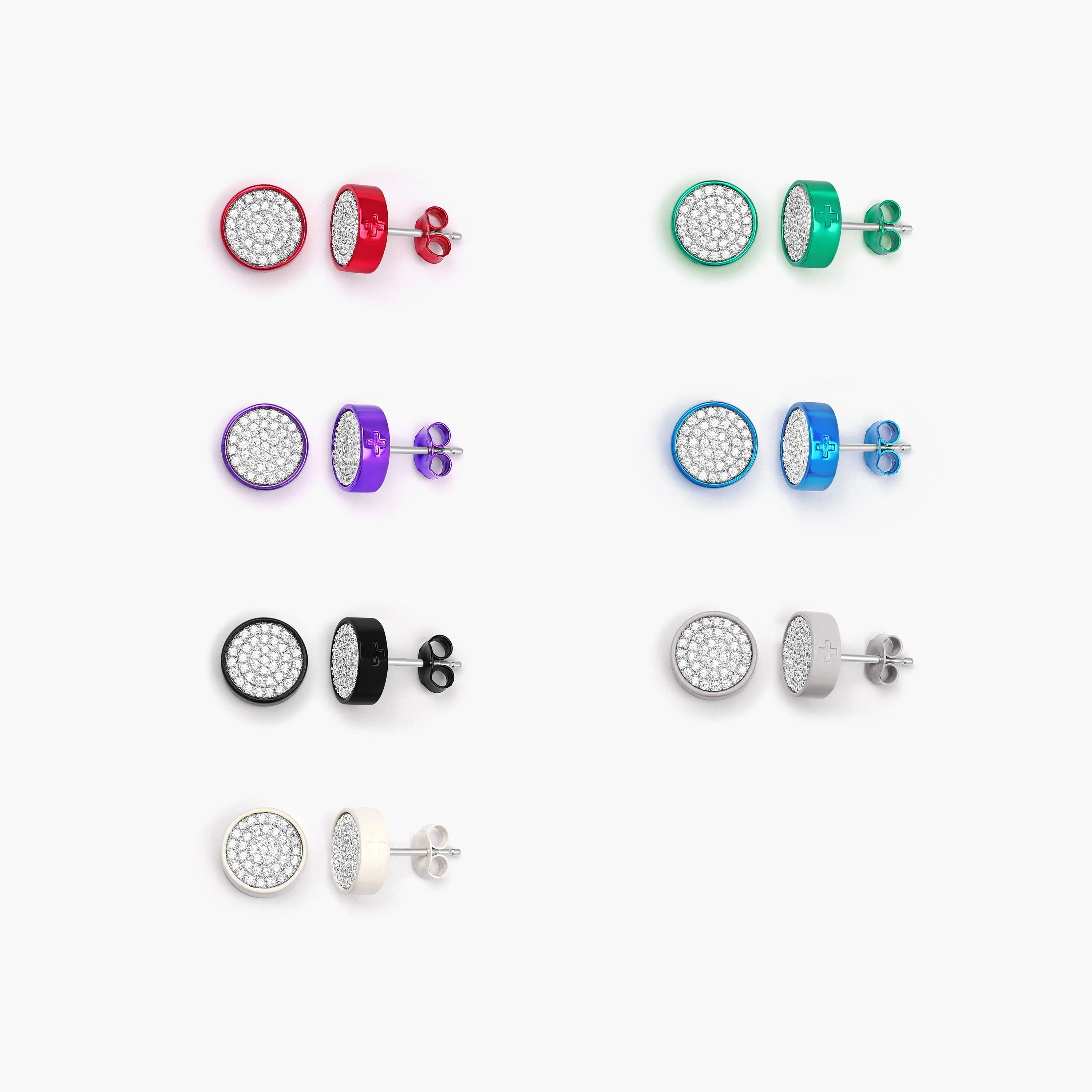 Two-Tone Essentials: Circle Studs Earrings (7 PACK)