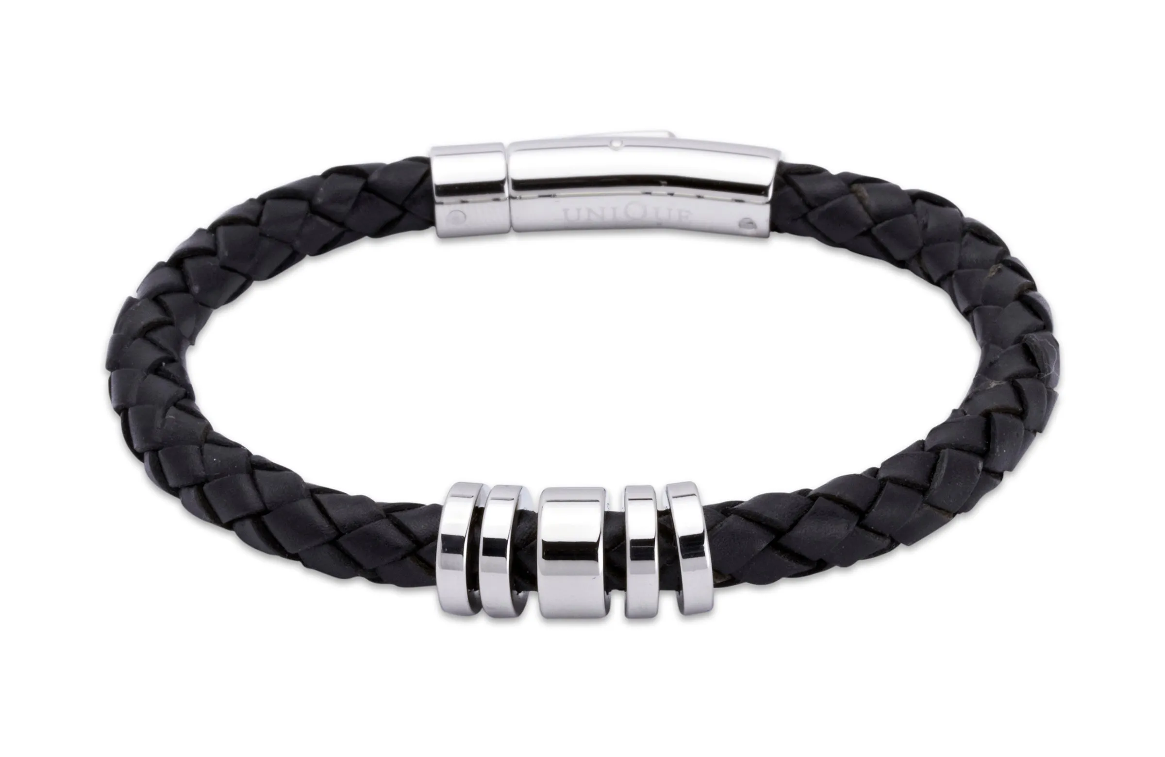 Unique & Co Black Leather Bracelet A65BL