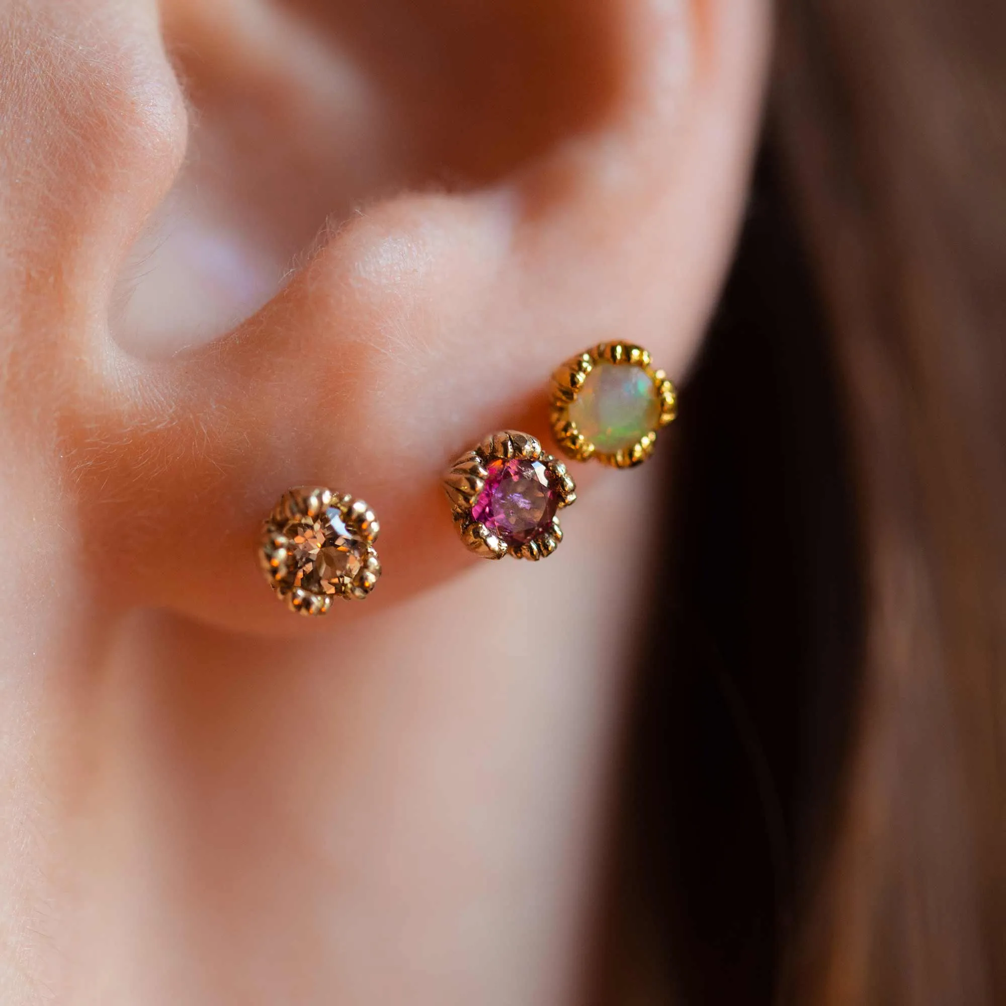 Villa 9ct Yellow Gold Pink Sapphire Earrings