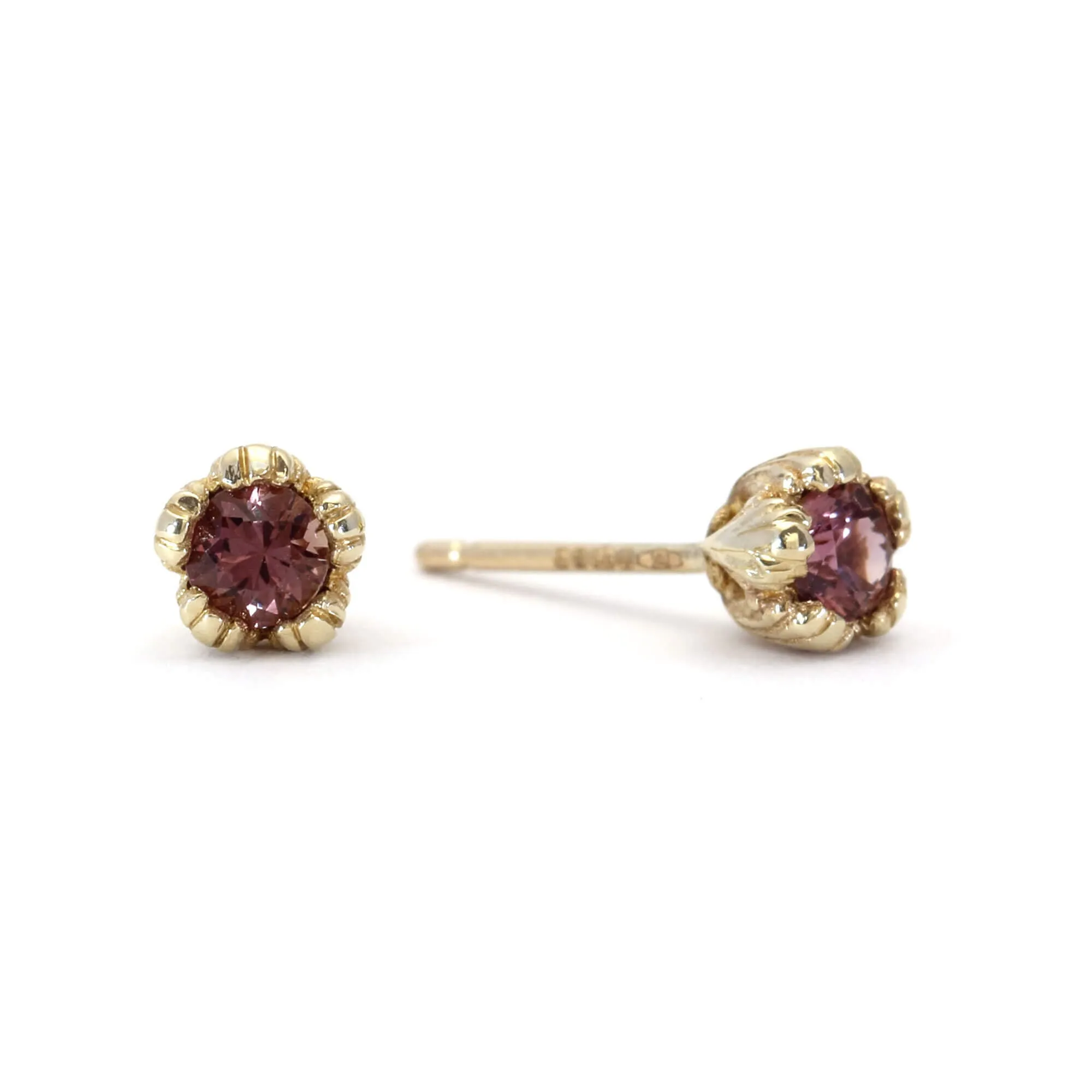 Villa 9ct Yellow Gold Pink Sapphire Earrings