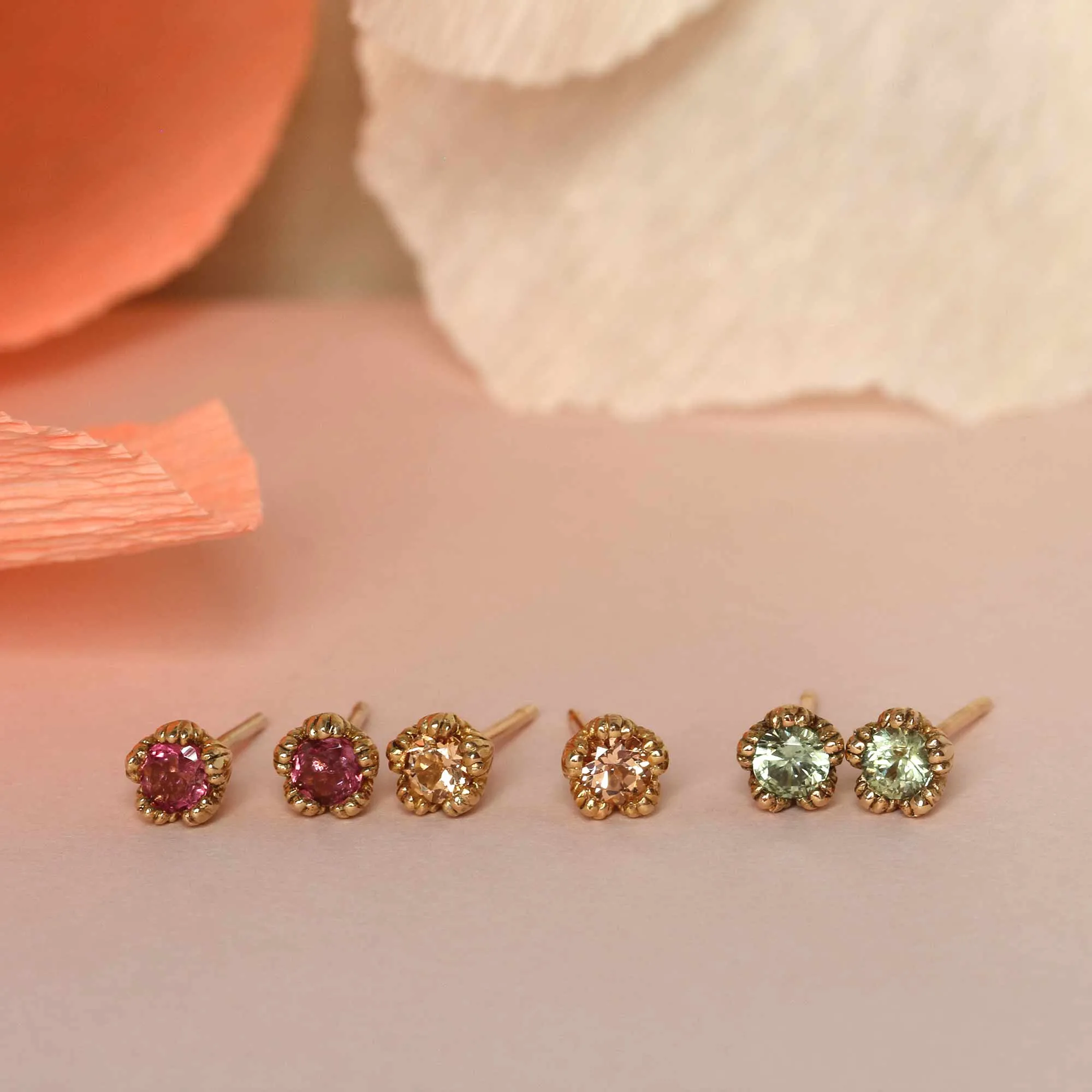 Villa 9ct Yellow Gold Pink Sapphire Earrings