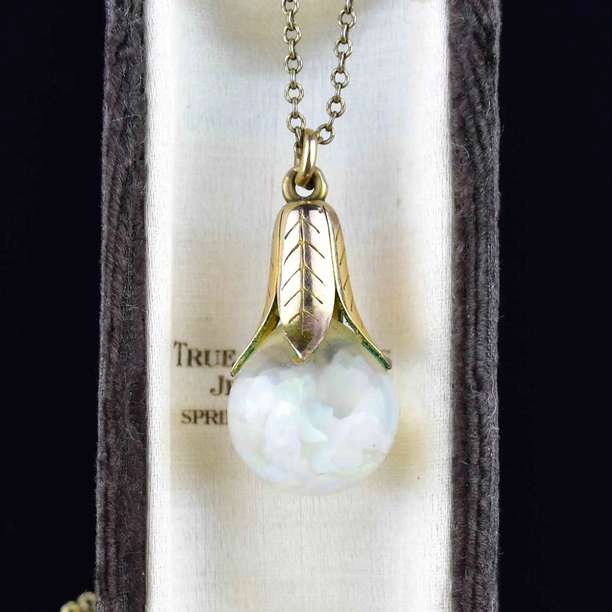 Vintage Floating Opal Orb Pendant Necklace