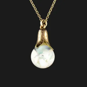 Vintage Floating Opal Orb Pendant Necklace