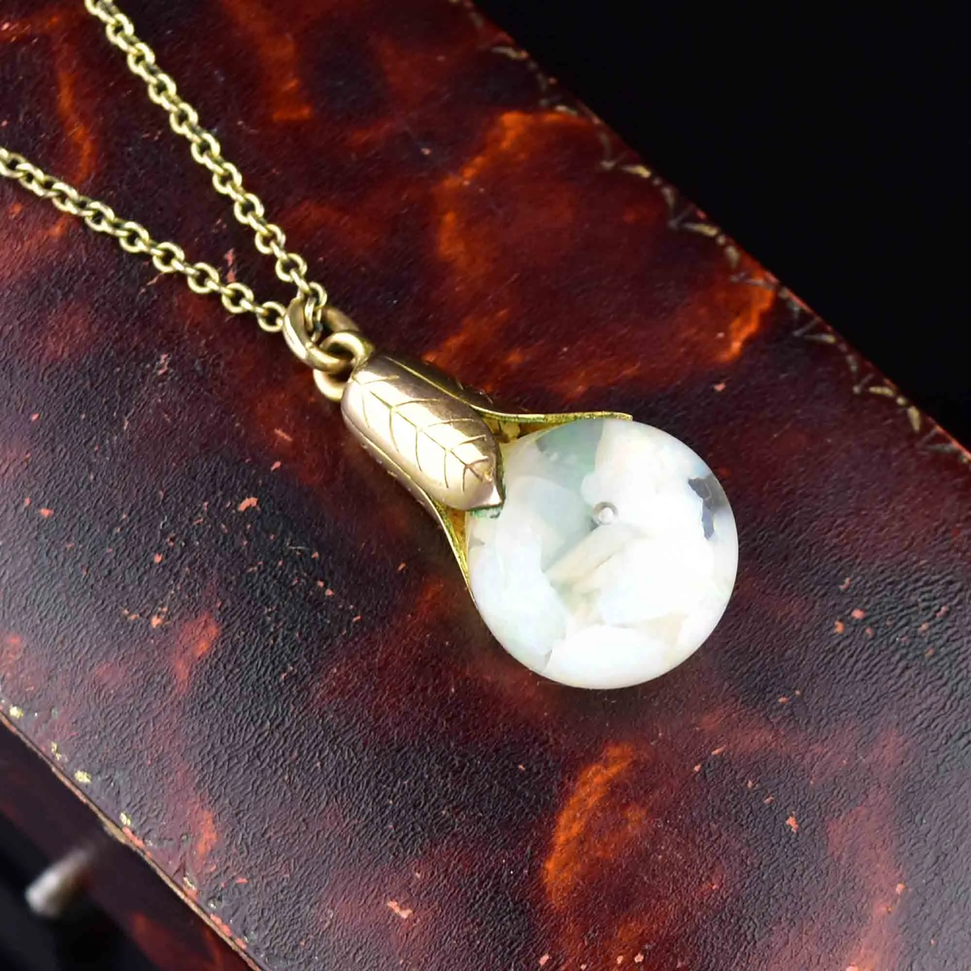 Vintage Floating Opal Orb Pendant Necklace
