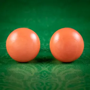 Vintage French Coral Stud Earrings 18ct Gold Mecan Circa 1970