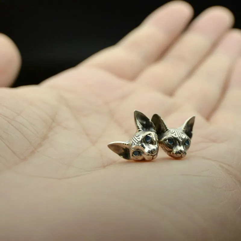Vintage Silver Punk Cat Earrings