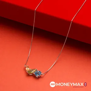 White Gold Coloured Gems with Diamond Necklace