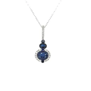 White Gold Sapphire & Diamond Necklace (I18)