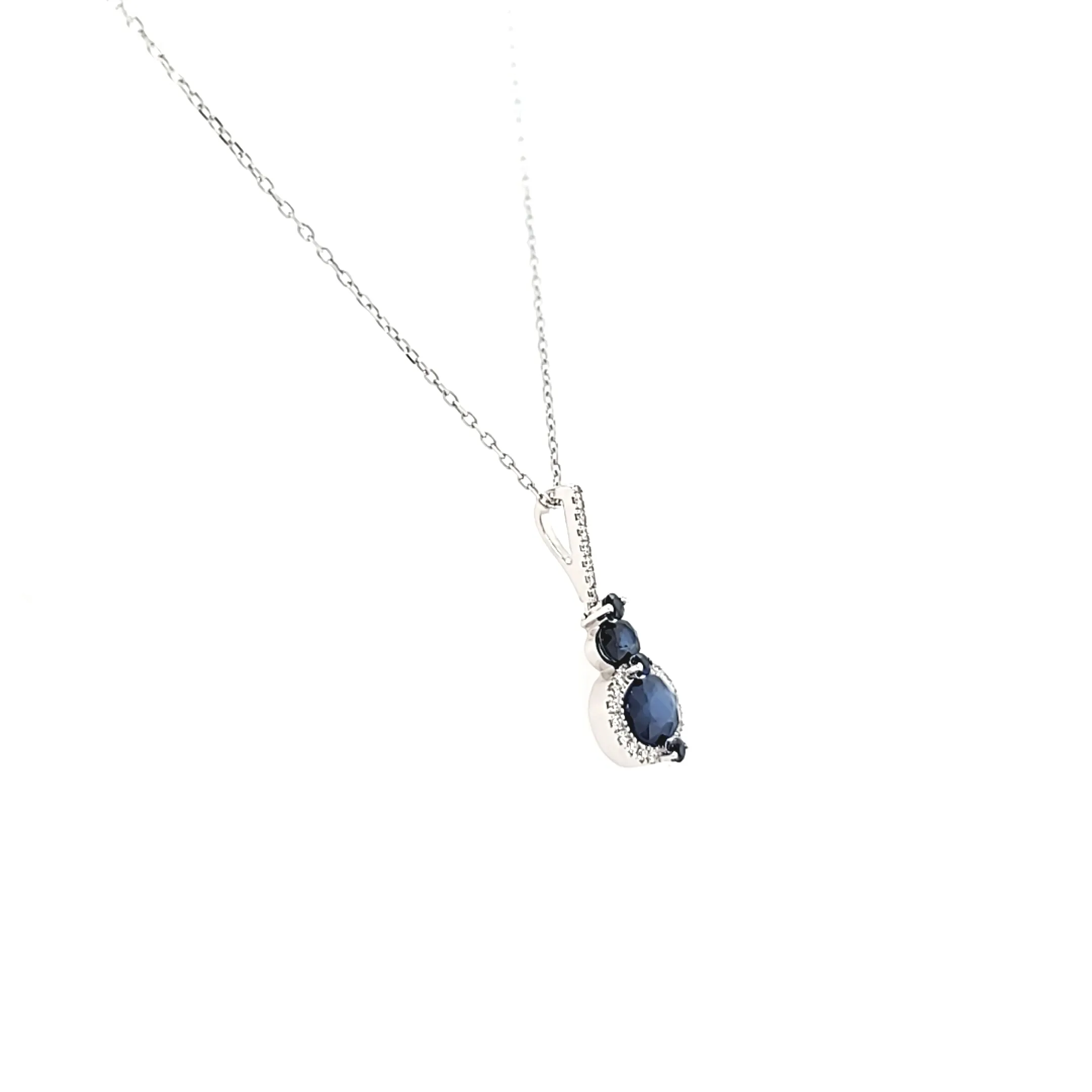 White Gold Sapphire & Diamond Necklace (I18)