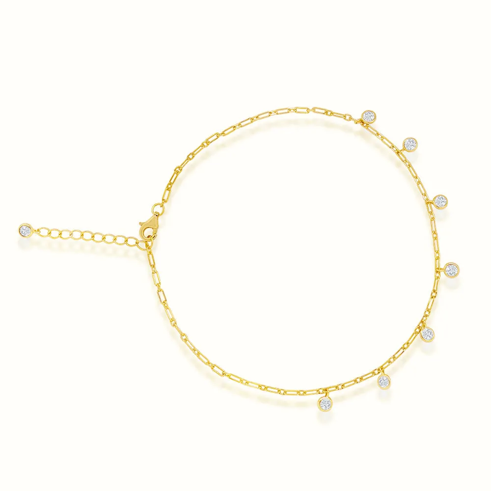 Women's Vermeil Bezel Diamond Anklet 2