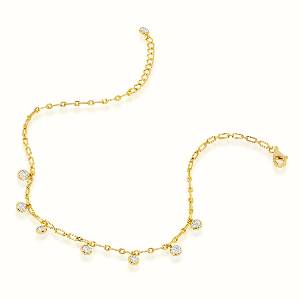 Women's Vermeil Bezel Diamond Anklet 2
