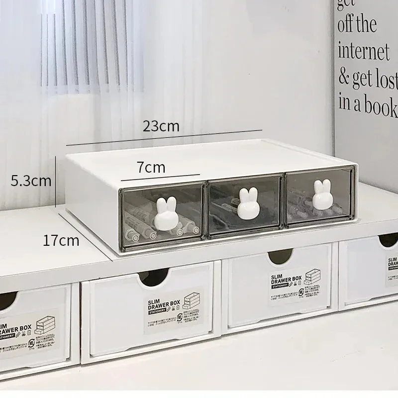 Yeknu Kawaii Ins Organizer Desktop Drawer Free Combination Storage Box Plastic Hairpin Makeup Cosmetics Desk Storage Organizer Rack