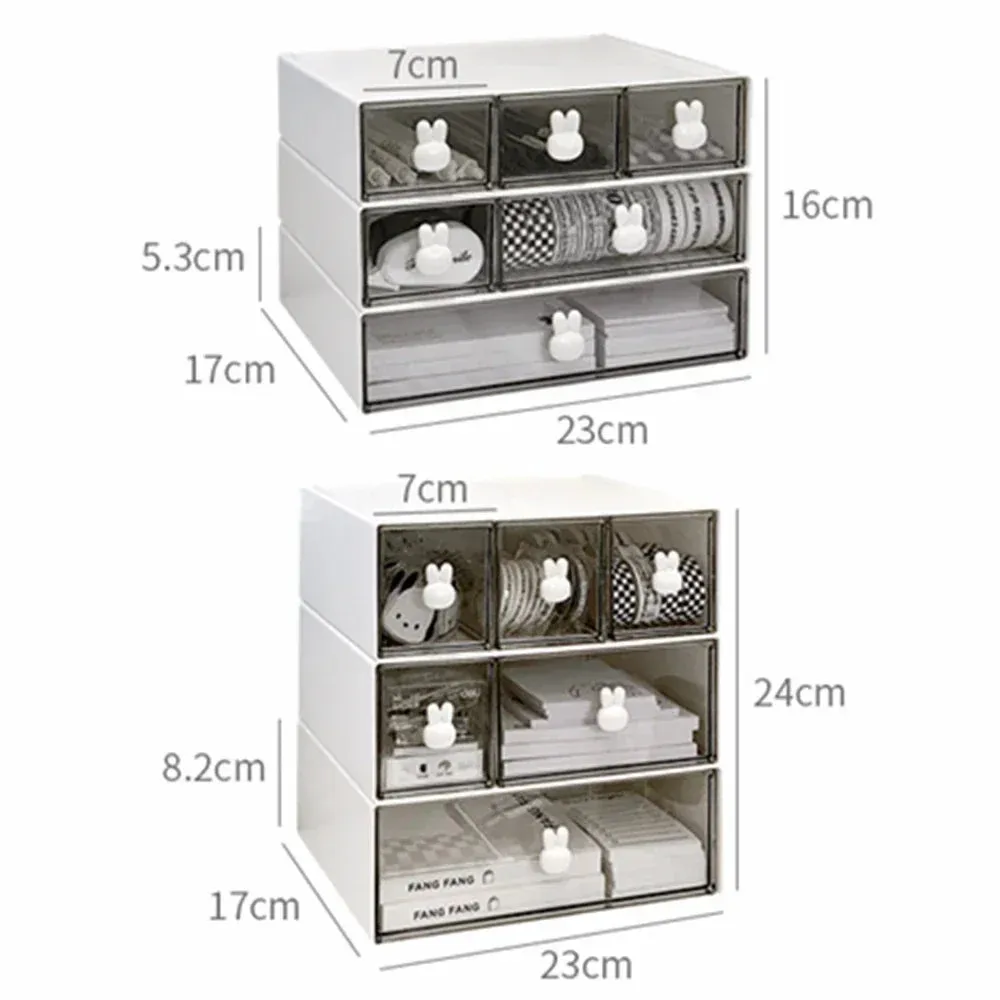 Yeknu Kawaii Ins Organizer Desktop Drawer Free Combination Storage Box Plastic Hairpin Makeup Cosmetics Desk Storage Organizer Rack