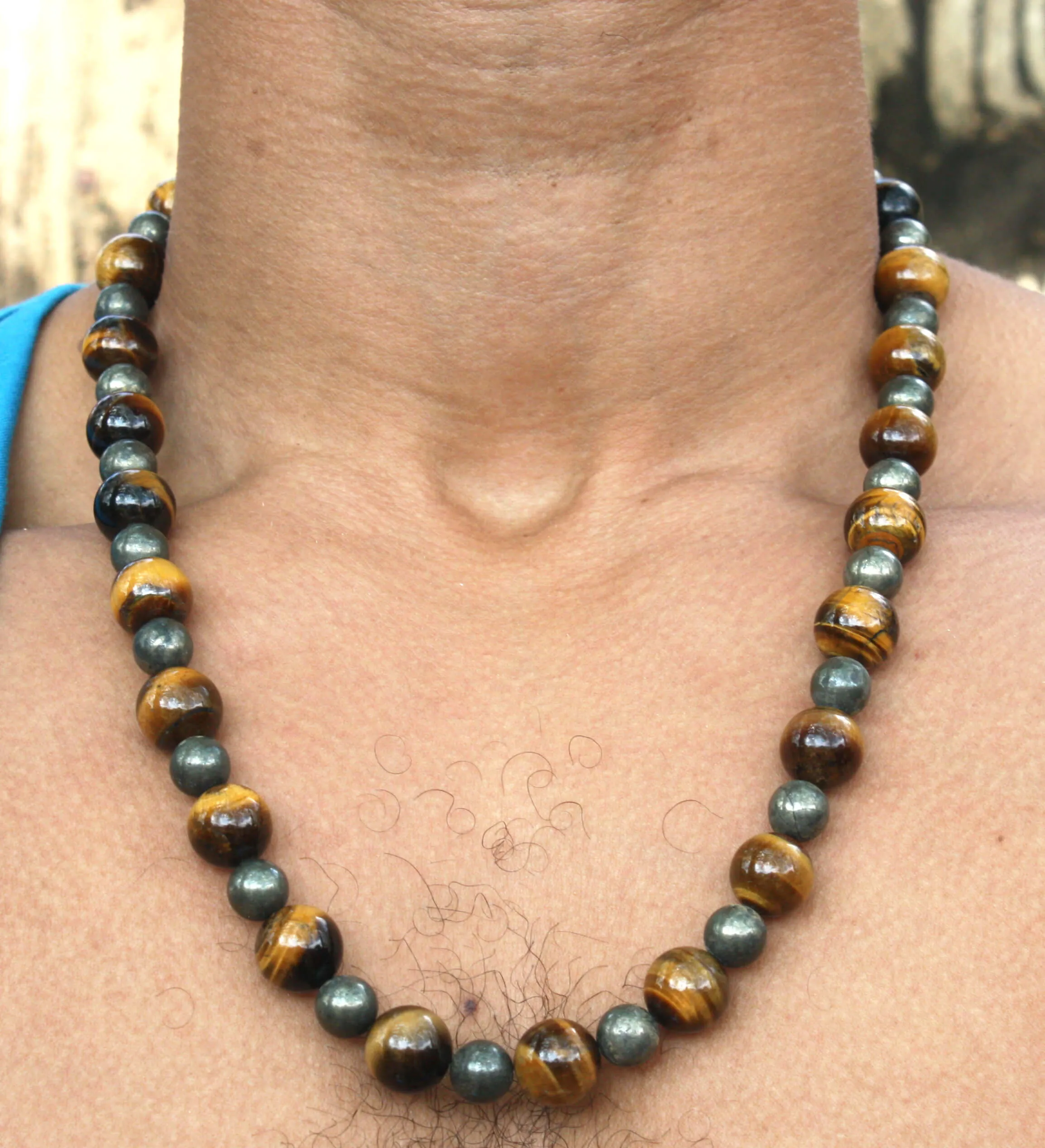 Yellow Tiger Eye & Pyrite Necklace