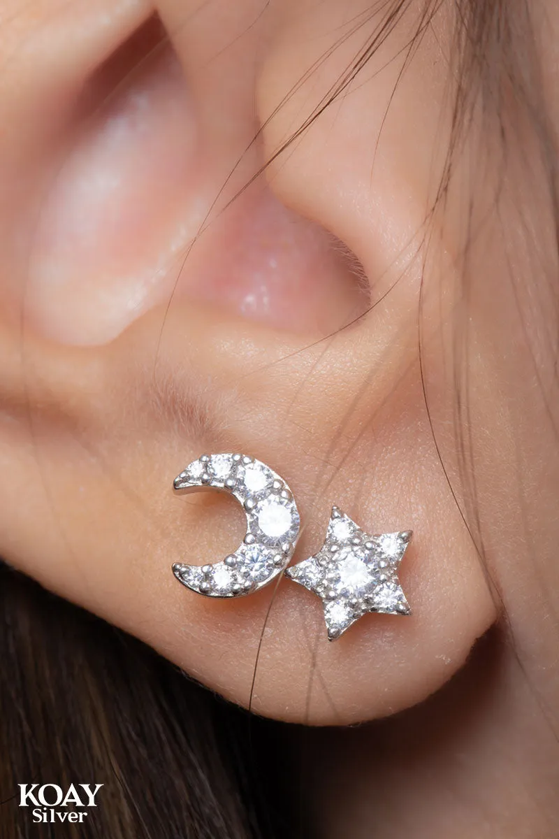 Zircon Crescent Star (02) Earring