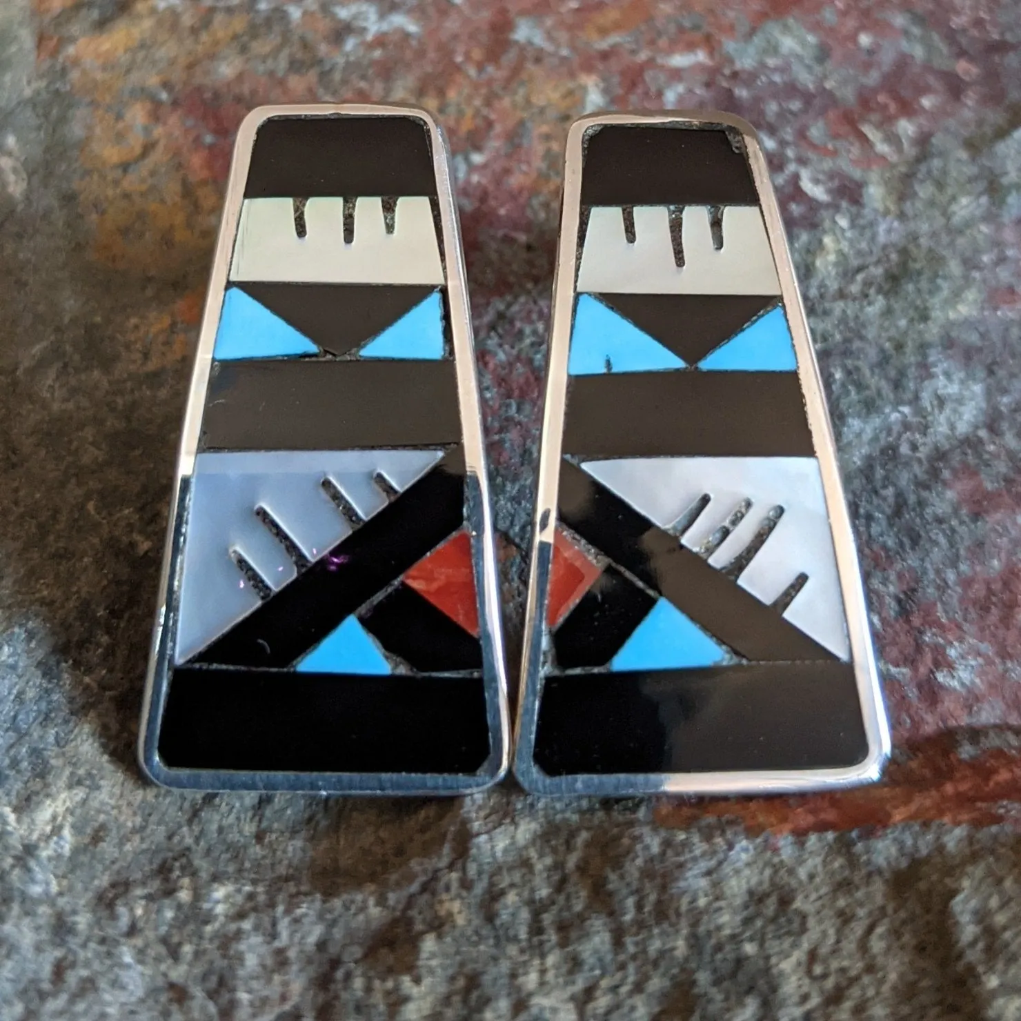 Zuni Inlay Earrings by Leander & Lisa Othole SWSG-ERN-0023
